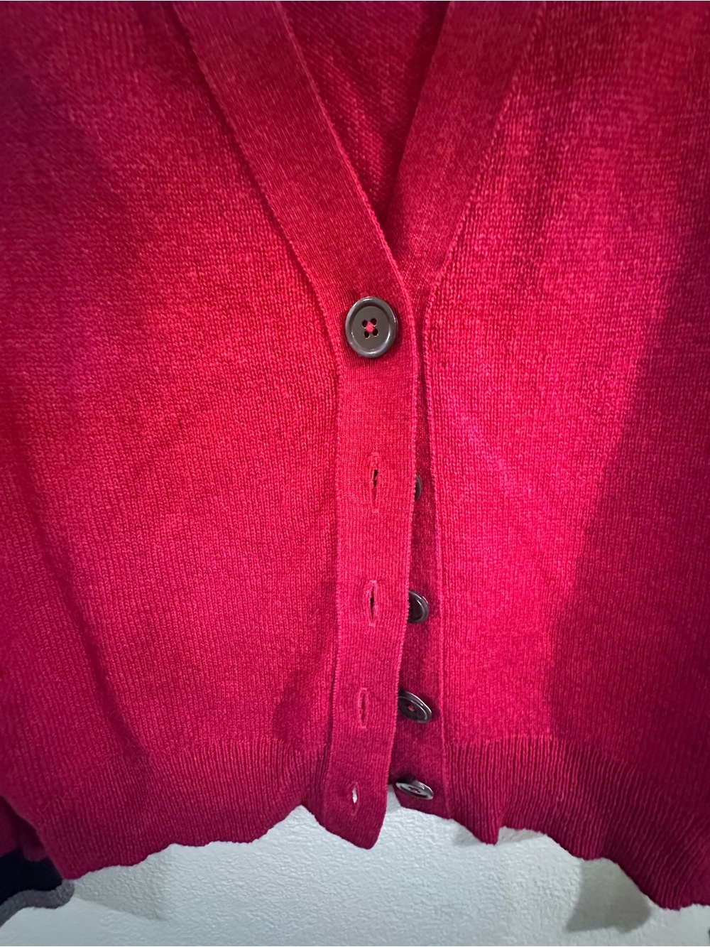 BRORA 100% Cashmere Red Cropped Cardigan Sweater UK 8-10 US 4-6 - Picture 6 of 9